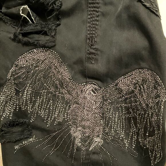 Rock Revival Mens Distressed Wing Embroidered Shorts - Picture 2 of 14